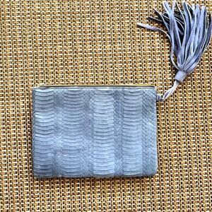 [Mara] Light Blue Leather Tassel Clutch 🦋